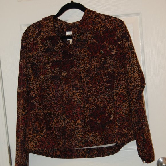 Christopher & Banks Women's Brown/Black/Burgundy Pattern 6 Button Jacket Size L - Picture 2 of 9